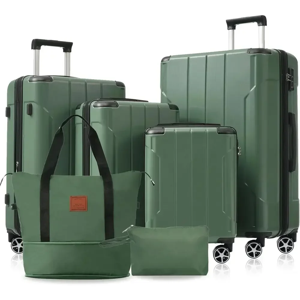 Expandable Hard Shell Luggage Set - ชุดกระเป๋าเดินทางแบบแข็ง 6 ชิ้น ขยายได้ พร้อมล้อคู่ ล็อค