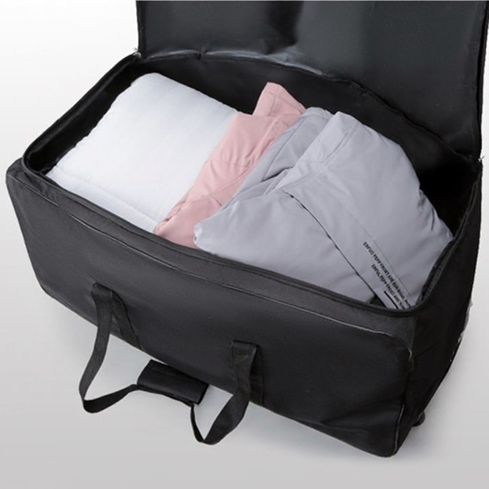 Foldable Rolling Luggage Bag - กระเป๋าเดินทางแบบพับได้ กระเป๋าเดินทางล้อลาก สำหรับย้ายของในหอพัก กระเป๋าเดินทางขนาดใหญ่พิเศษ สีดำ สำหรับการย้ายบ้านและการเดินทาง