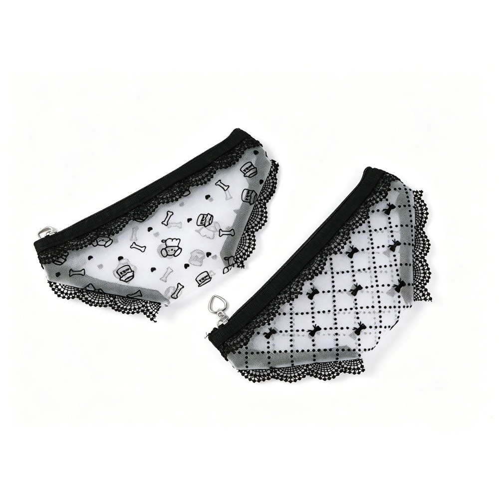 Cosmetic Bags - กระเป๋าเก็บของตาข่ายลูกไม้น่ารัก ทรงกางเกงในสามเหลี่ยม กระเป๋าเครื่องสำอางอเนกประสงค์ สำหรับใช้ในบ้านและเดินทาง