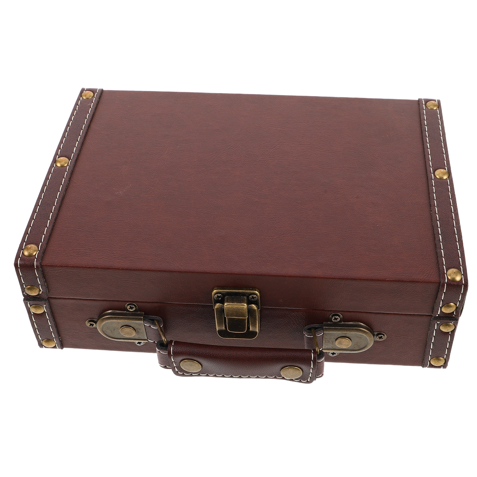 Retro Vintage Trunk Suitcase - กล่องเก็บของไม้สไตล์วินเทจ ทรงกระเป๋าเดินทางย้อนยุค ความจุขนาดใหญ่ กล่องเก็บของตกแต่งบ้าน กล่องเก็บของที่ระลึก กล่องของชำร่วยงานแต่งงาน