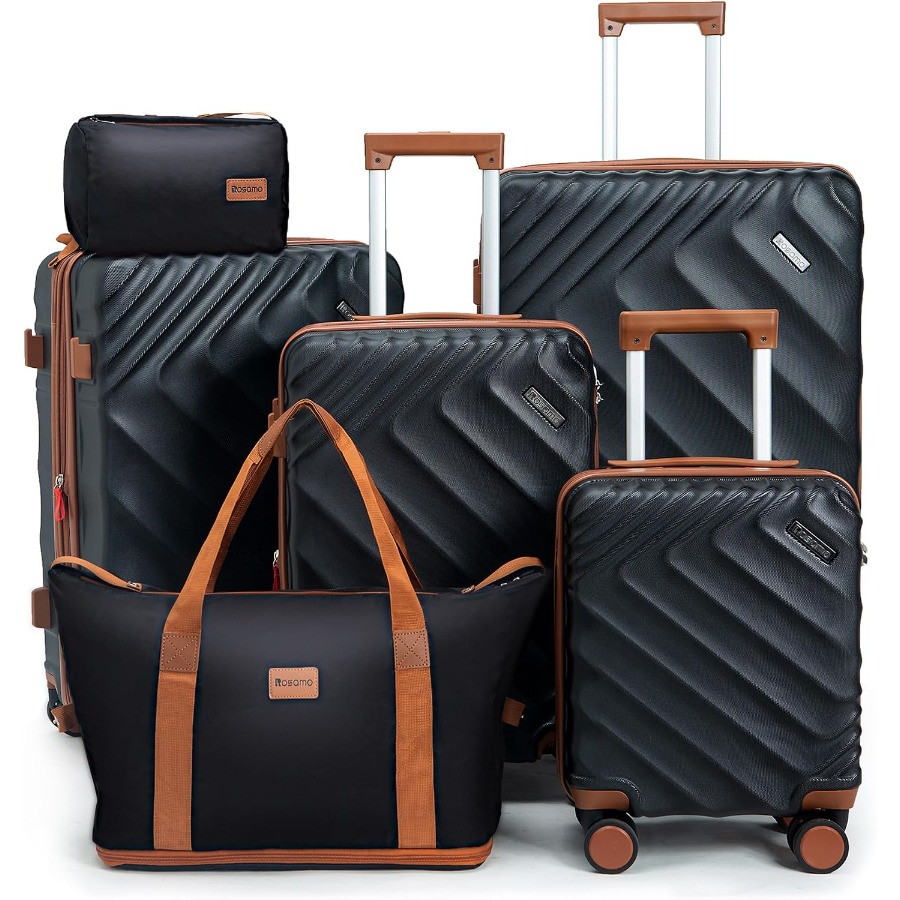 Expandable Hard Shell Luggage Set - ชุดกระเป๋าเดินทางแบบแข็ง 6 ชิ้น ขยายได้ ได้รับการอนุมัติจากสายการบินสำหรับถือขึ้นเครื่อง