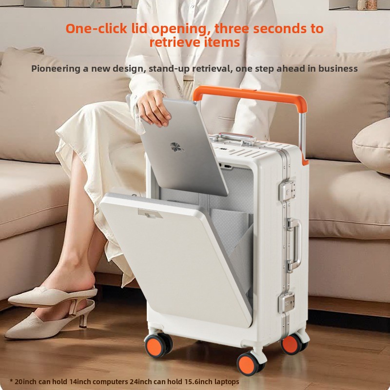 Spinner Wheel Rolling Suitcase 20 Inch - กระเป๋าเดินทางล้อลากขนาด 20/24/26 นิ้ว โครงอะลูมิเนียม เปิดด้านหน้า มีช่องใส่แล็ปท็อป