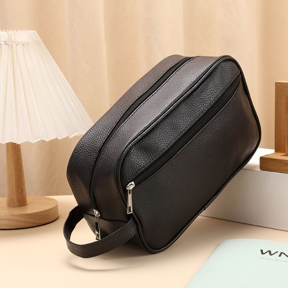Cosmetic Bags - กระเป๋าเครื่องสำอางสำหรับผู้ชาย ขนาดใหญ่ พกพาสะดวก หนัง PU ซิป