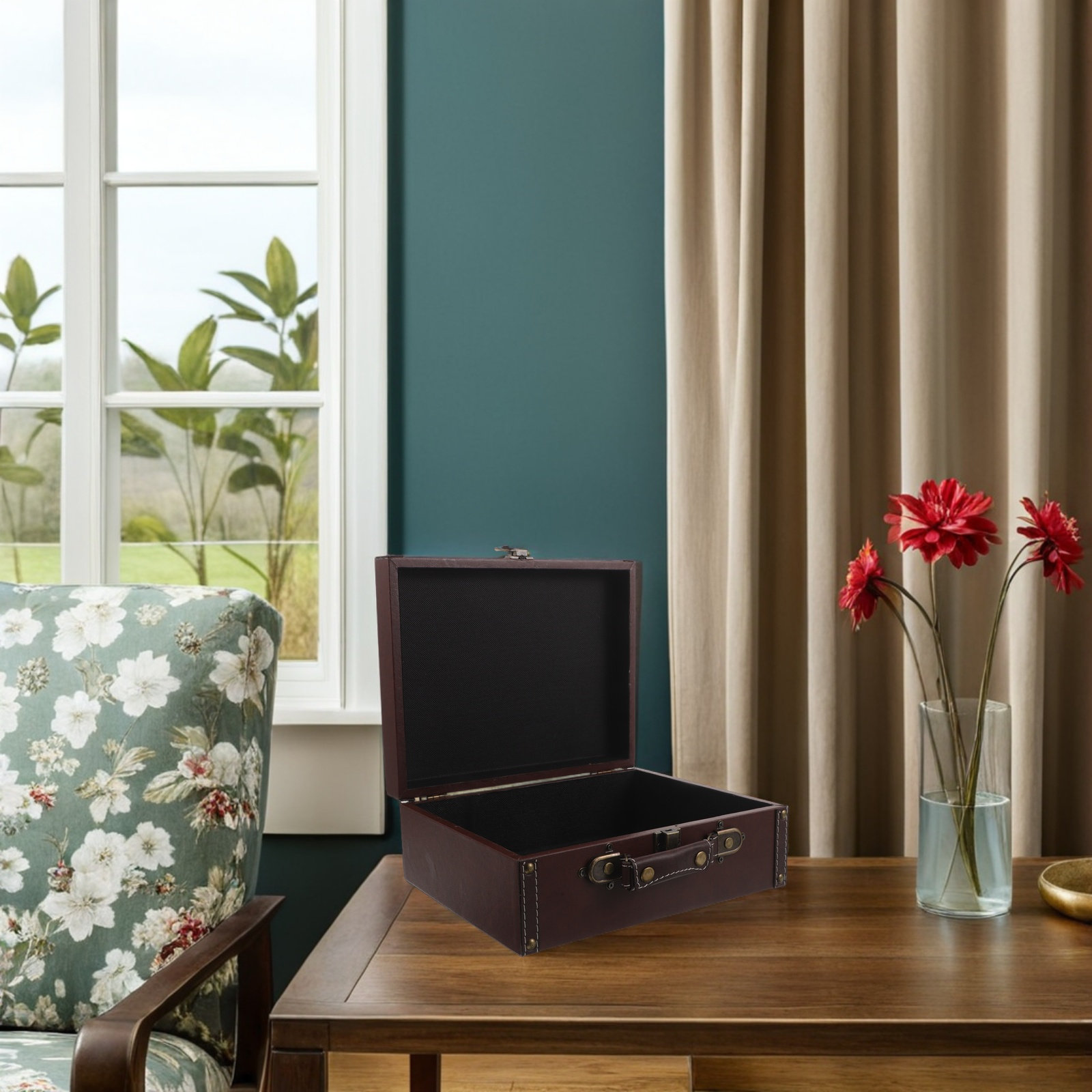 กล่องเก็บของไม้สไตล์เรโทร กระเ - Retro Vintage Trunk Suitcase บทวิจารณ์และราคา