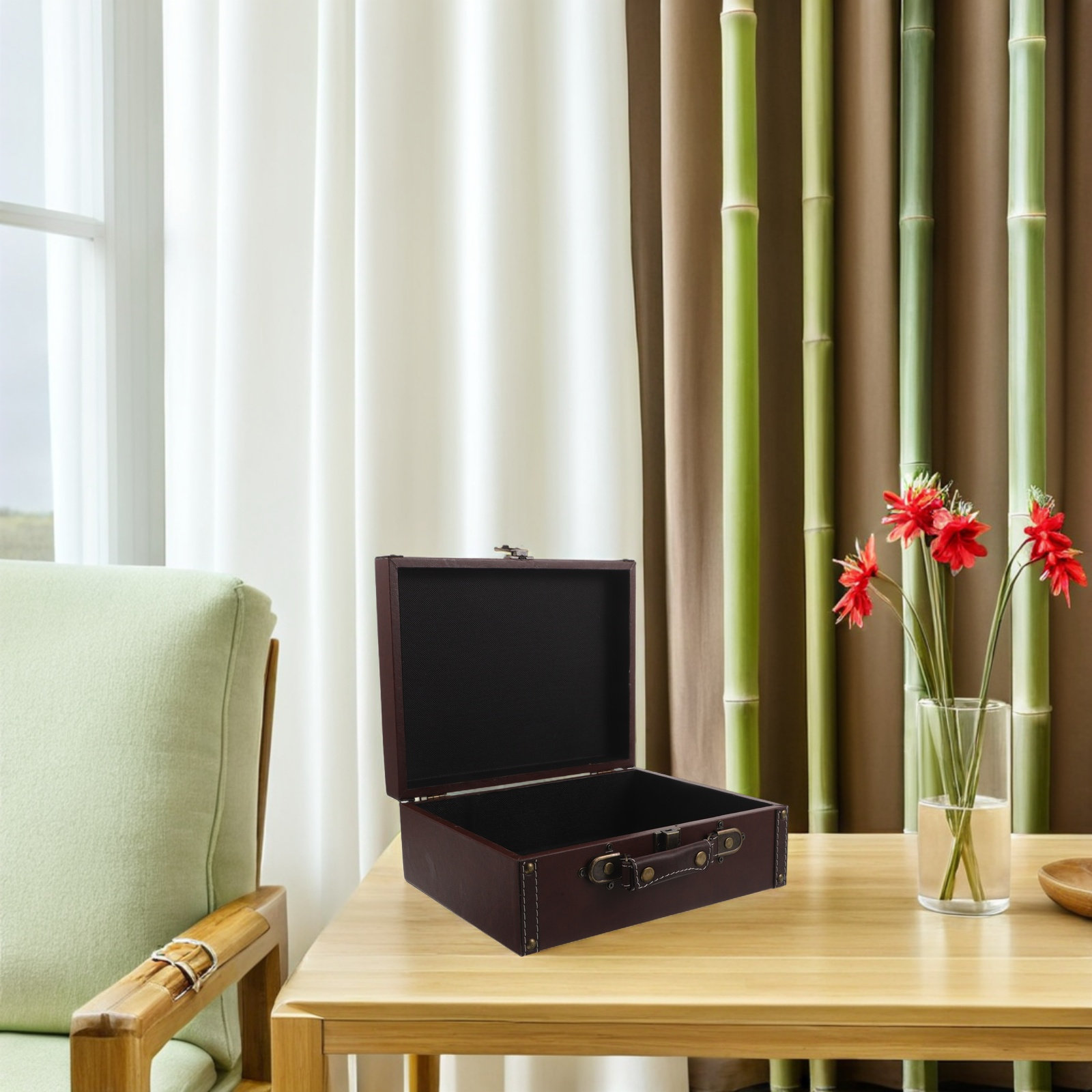 กล่องเก็บของไม้สไตล์เรโทร กระเ - Retro Vintage Trunk Suitcase บทวิจารณ์และราคา