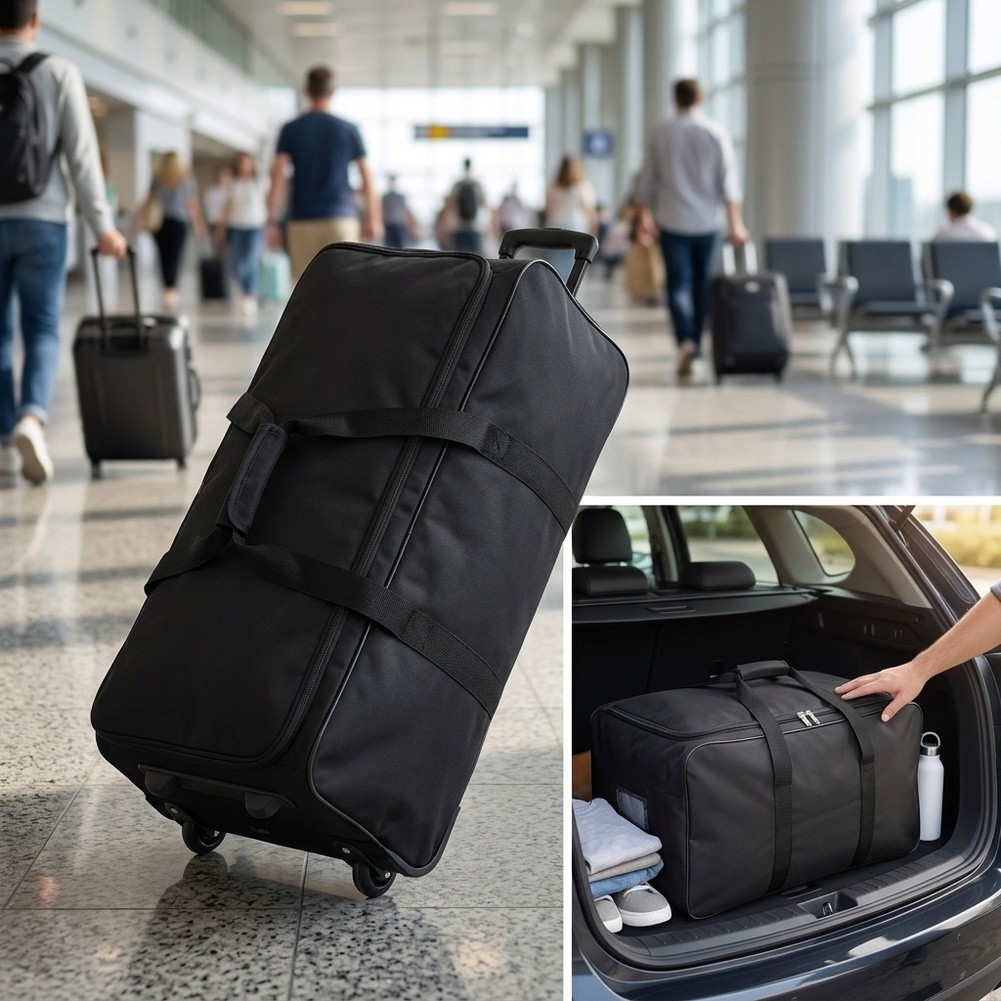 กระเป๋าเดินทางแบบพับได้ กระเป๋ - Foldable Rolling Luggage Bag บทวิจารณ์และราคา