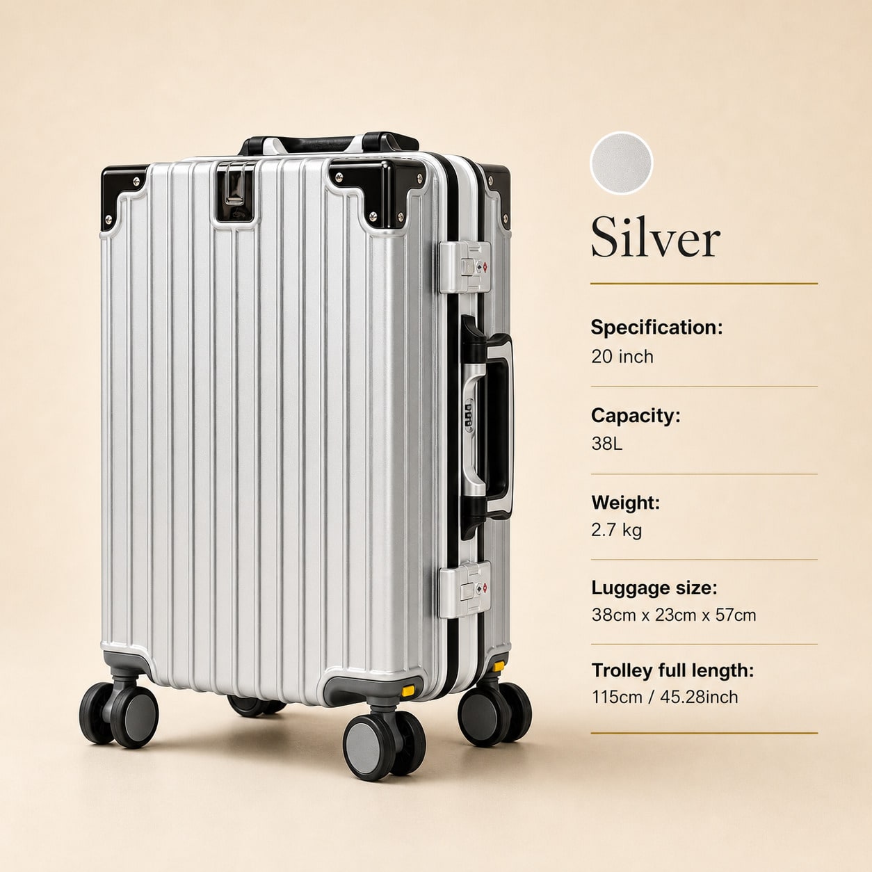 กระเป๋าเดินทางขนาด 20 นิ้ว ที่ - Cabin Size Lightweight Travel Trolley บทวิจารณ์และราคา