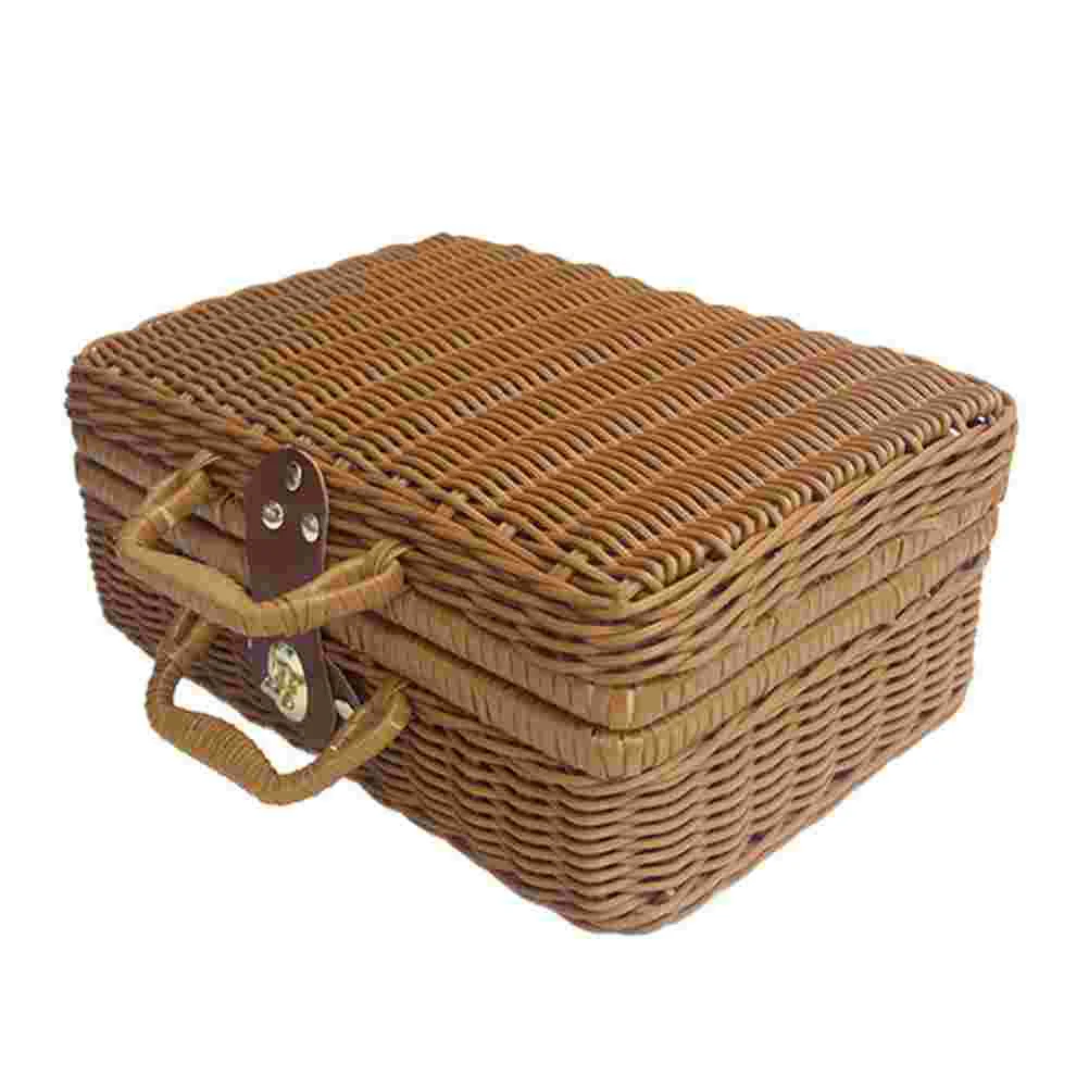 ตะกร้าหวายสานกระเป๋าปิกนิกสานว - Retro Vintage Trunk Suitcase บทวิจารณ์และราคา