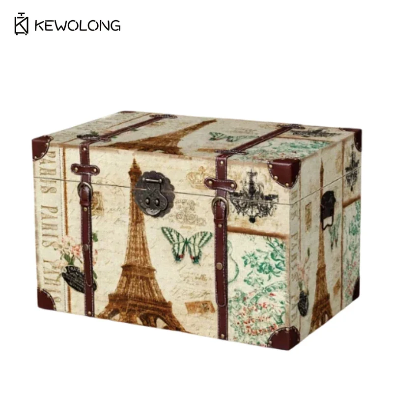 กล่องเก็บของไม้ลายสก็อตวินเทจ  - Retro Vintage Trunk Suitcase บทวิจารณ์และราคา