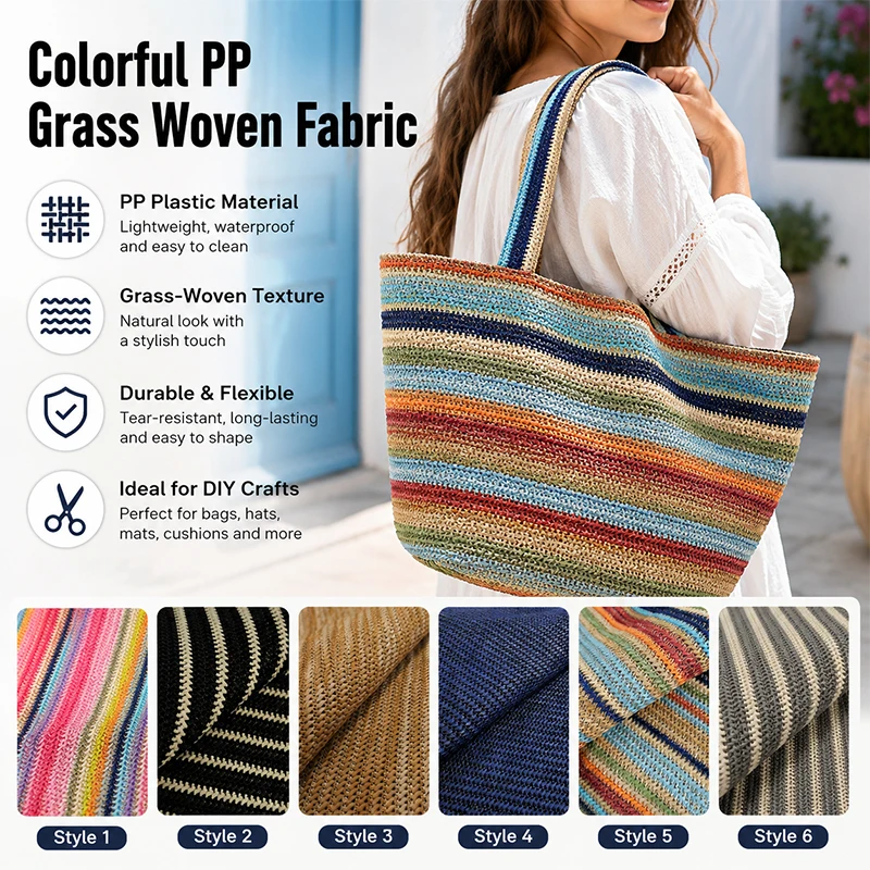 ผ้าถักทอจากฟาง PP สีสันสดใส ขน - Handbags บทวิจารณ์และราคา